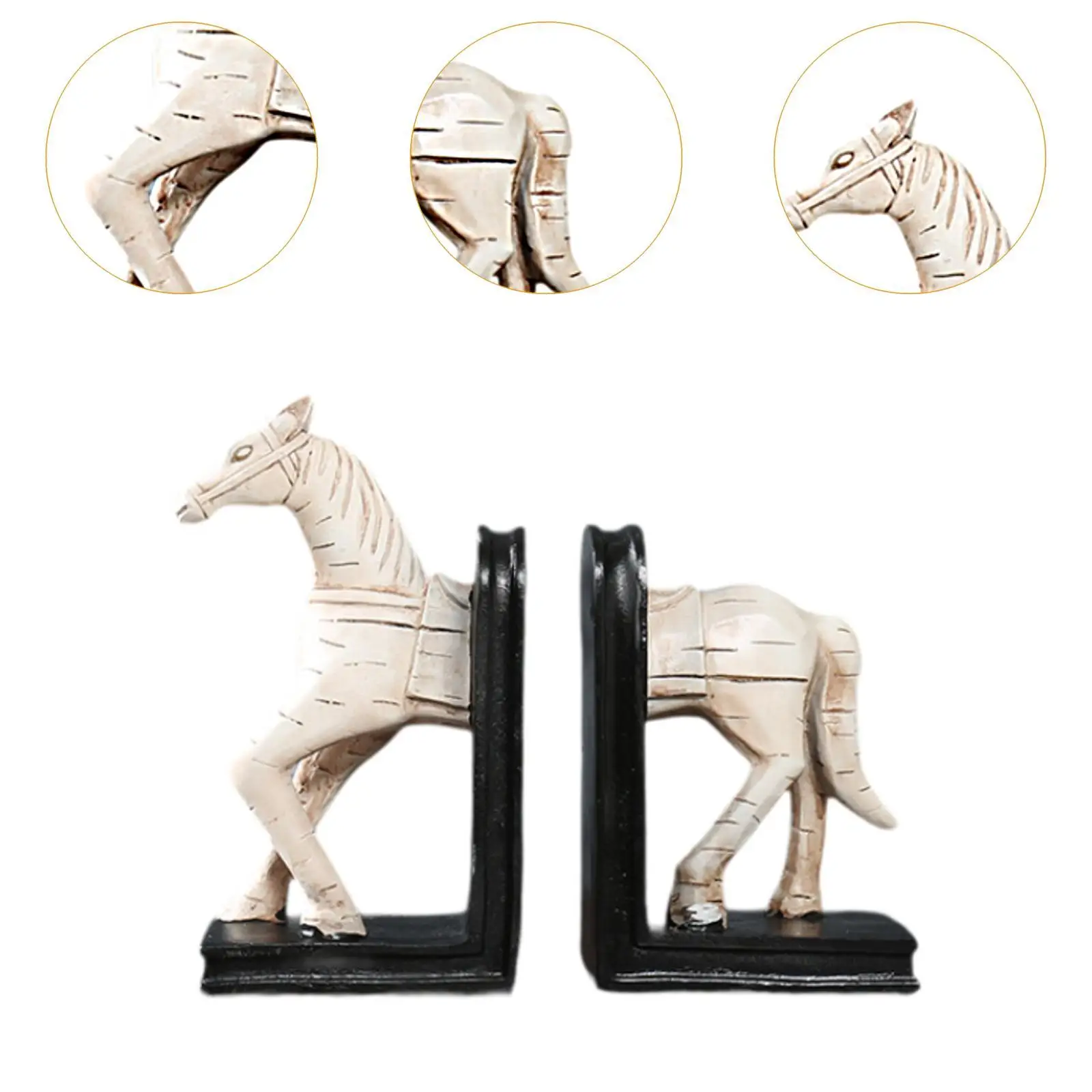 Horse Decorative Bookends Book Ends to Hold Books Anti Slip Base Horse Figurine