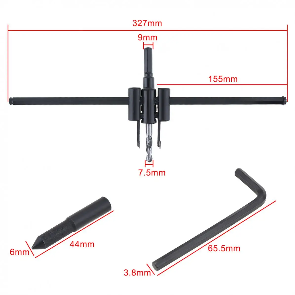 Carbon Steel Adjustable Drywall Drill Bit Saw 30-300mm Round Cutting Circle Hole Cutter Saw Kit for Woodworking