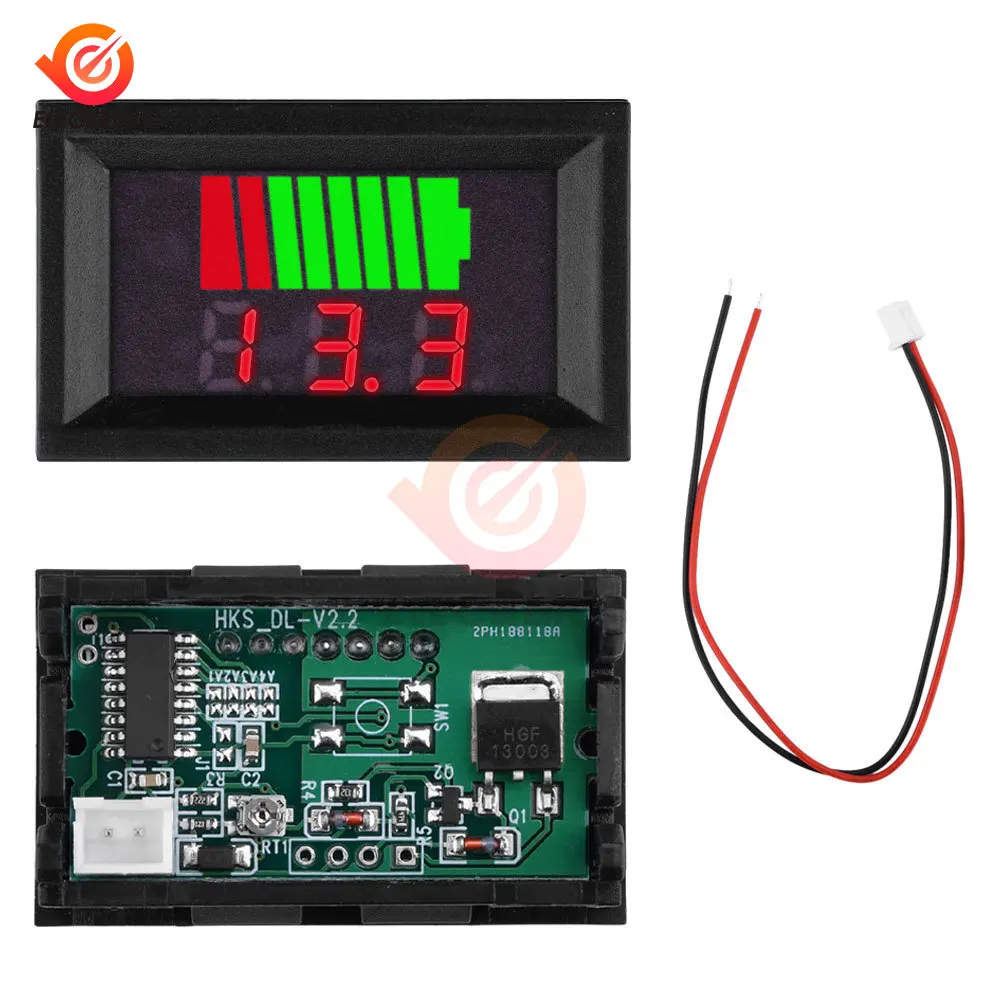 Car Lead acid Battery Charge Level Indicator 12V 24V 36V 48V 60V 72V Lithium Battery Capacity Meter Tester LED Display Voltmeter 3