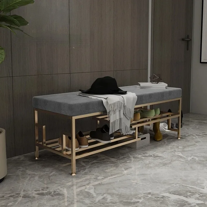 Super Soft Velvet Light Luxury Shoe Changing Stool Comfortable Cushion Home Doorway Seat Delicate Tread Line Nordic