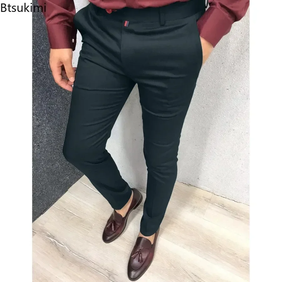 Men's Fashion Casual Trousers Daily Office Business Formal Pants Solid Slim Pencil Pants Men Versatile for Four Season casual pants formal trousers