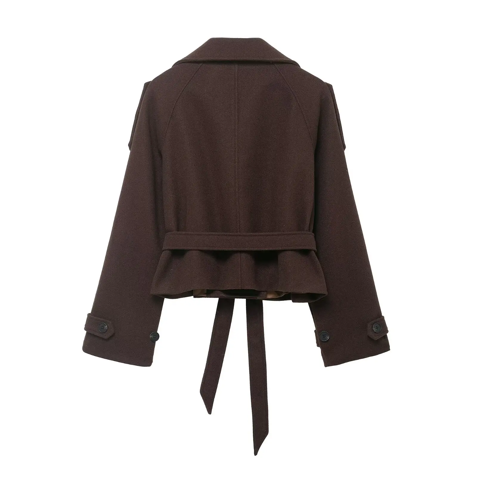 HH Damen Winter Mode Hochkragen Doppelreihiger Gürtel Kurze Jacke Damen Langarm Casual Vielseitige Pendler-Jacke – Detail 4