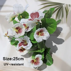 Vibrant Outdoor Silk Pansy Arrangement - 10-Inch Decorative Porch and Patio Flowers (White4)