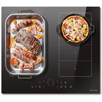 Индукционная варочная панель NOXTON, 4 зоны с 2 комбинированными зонами, 60 см, встроенная с усилителем, таймером, предохранительным замком, 2,2 В, 7200 Вт, без вилки