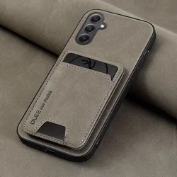 Premium Synthetic Leather Card Holder Phone Wallet Case with Enhanced Protection - Galaxy S23 Ultra (Grey)