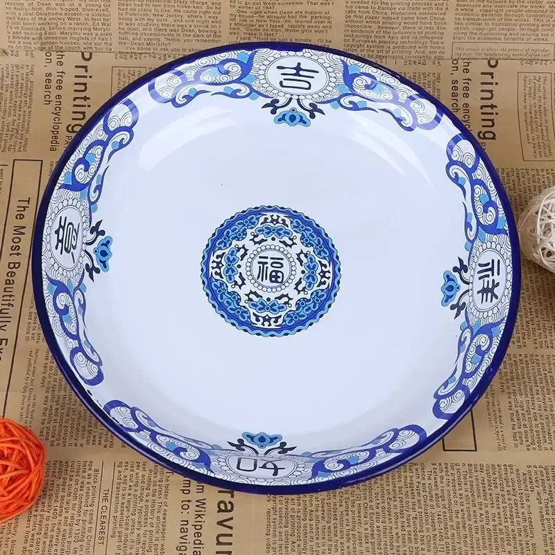 Porcelain Dinner Plate Large Capacity Floral Pattern Graceful Appetizer Food Enamel Dish Kitchen Supplies Soup Noodle Bowl Ins