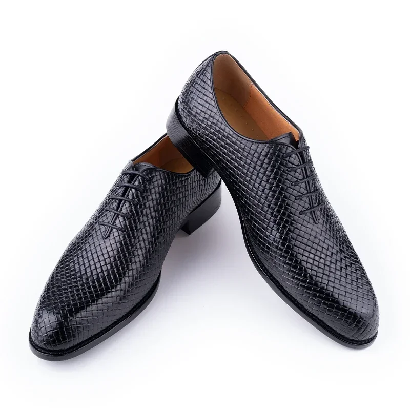 Luxury Genuine Leather Shoes Men Oxford Casual Business Office Shoes Comfortable Formal Lace Up Pointed Toe Dress Wedding Shoes 2