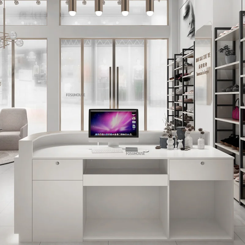Modern Reception Desk Bartable Cashier Desk Office Furniture Nordic Simple Commercial Small Store Beauty Salon Corner Front