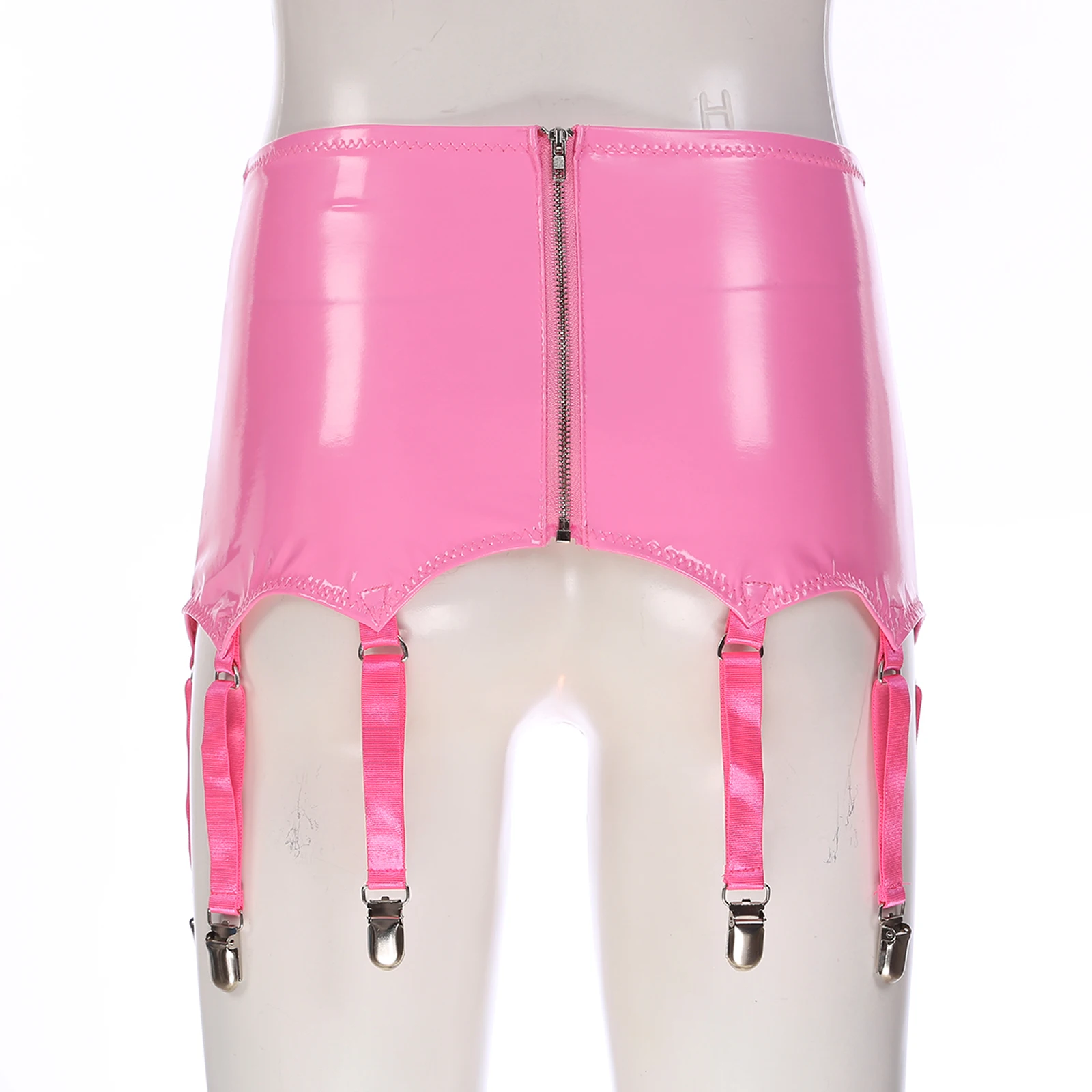 Leather Garter Belt Leather Lingerie Accessories Garter Belt Womens Patent Leather Garters Metal Clips For Stockings Underwear Lingerie Punk Gothic Clubwear Intimates Accessories