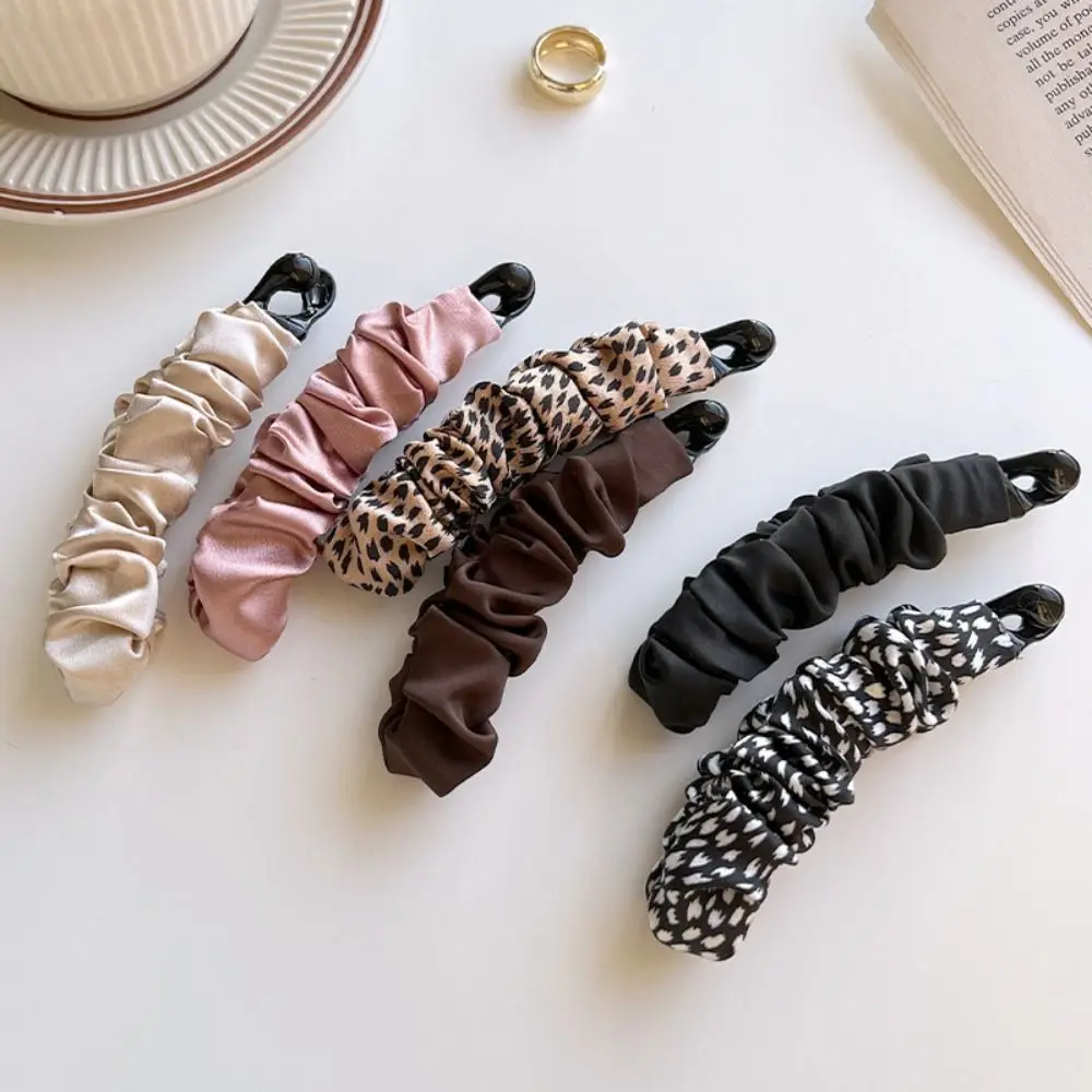 Korea Folding Cloth Banana Clip Ponytail Clip Female Girls Simple Hair Claw Vertical Clip Hairpin large barrette crab hair claws bath clip hot sale solid color claw clip ponytail clip for women girls hair accessories gift