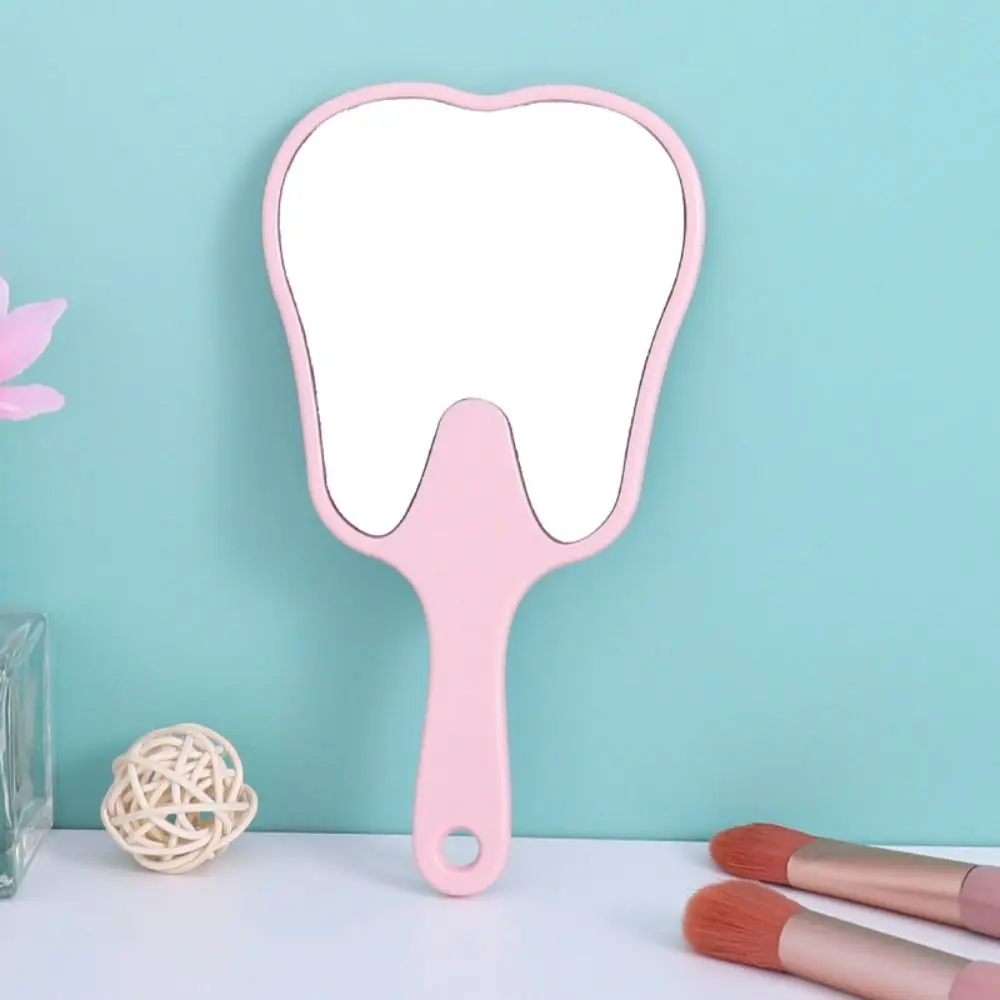Plastic Tooth-shaped Mirror Durable Lightweight High-definition Portable Makeup Mirror Mini Handheld Sector Women makeup mirror