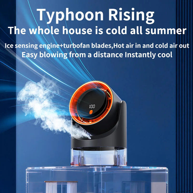 TINSOL New Compact Mini Electric With Single-Hole Mist Air Conditioner Ice-Cool Humidifying Circulating Fan 360°_voghion.com