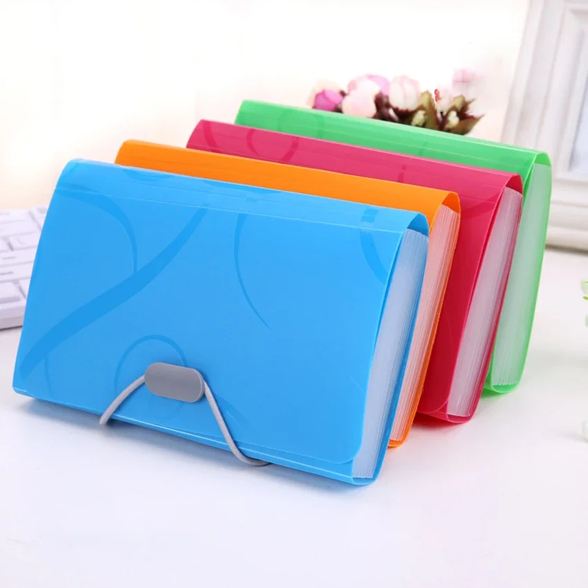 A6 Organ Bag Expanding File Folder Documents Candy Colors Mini Document Folders School Supplies Organizer Office Binder