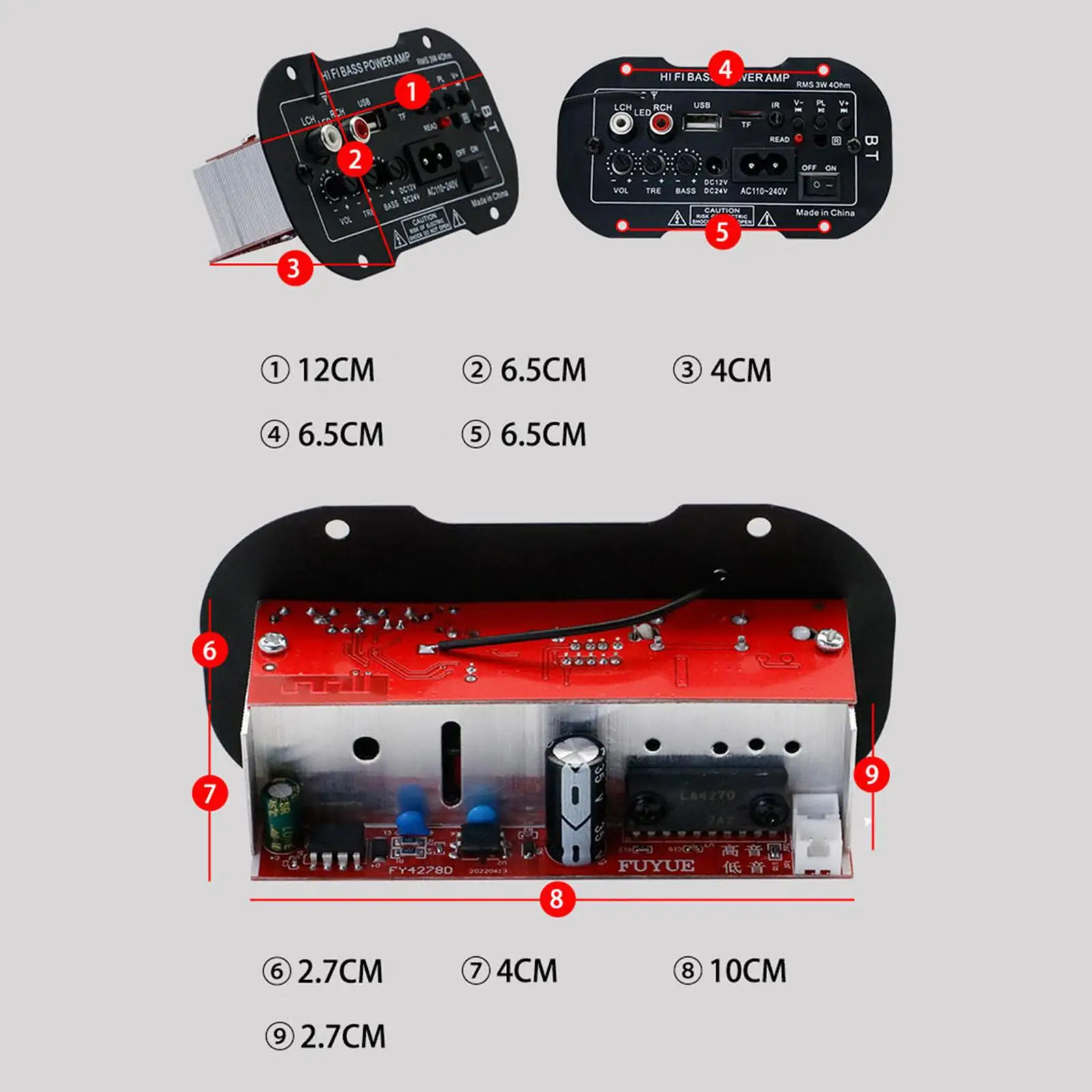 Subwoofer Power Amplifier Board US Adapter Audio Stereo with Speaker High Power Stereo Amplifier for Store DIY Car Home Theater