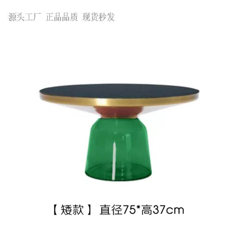 thumbnail image 1 of Mesa de té de cristal de lujo Retro europea, sofá para sala de estar, mesa auxiliar combinada, mesa de centro, mesas auxiliares para balcón, vidrio templado, 1 of 4