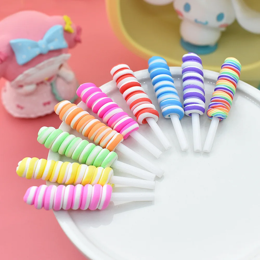 8 stücke Cabochons flache Rückseite Harz Pastell Konfetti Charms Süßigkeiten Lutscher Süßigkeiten weichen Ton für Kinder DIY Telefon Dekoration
