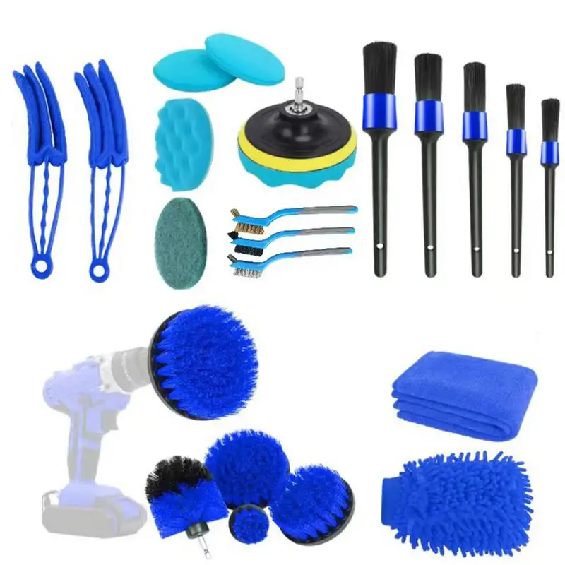 

Car Detailing Brushes Set 22pcs Car Detailing Cleaning Brushes Drill Scrubber Brush Kit Car Cleaning Supplies For Cleaning