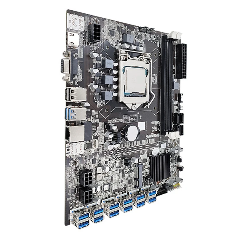B75 ETH Miner Motherboard 12 PCIE To USB3.0+G530 CPU+4PIN To SATA Cable+SATA Cable+Switch Cable LGA1155 Motherboard