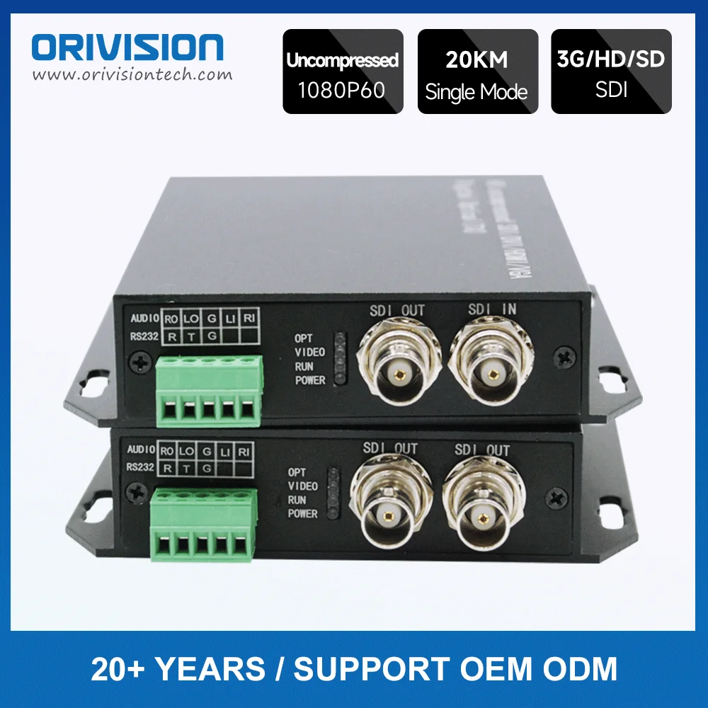 Mini Uncompressed HD/SD/3G-SDI Fiber Optic Extender 1080P60 SDI to Fiber Converter Up to 20KM