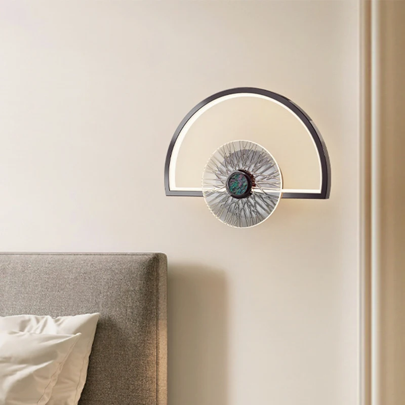 

Bedside wall lamp LED bedroom creative fan-shaped living room minimalist modern background wall staircase hallway wall lamp