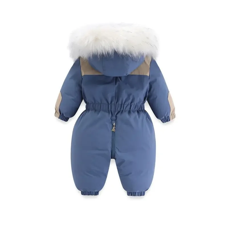 -30 Degree Winter Baby Jumpsuit Warm Baby Ski Suit Plus Velvet Boys Overalls Girl Clothes Children Waterproof Down Jacket