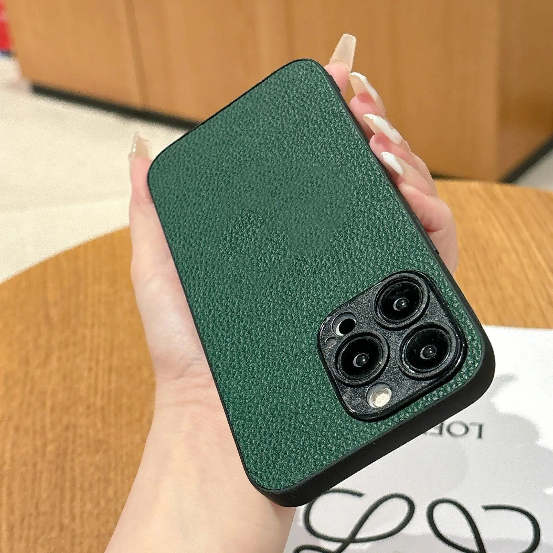 Elegant Lychee Pattern Leather Soft Phone Case - Shockproof and Anti-drop Design