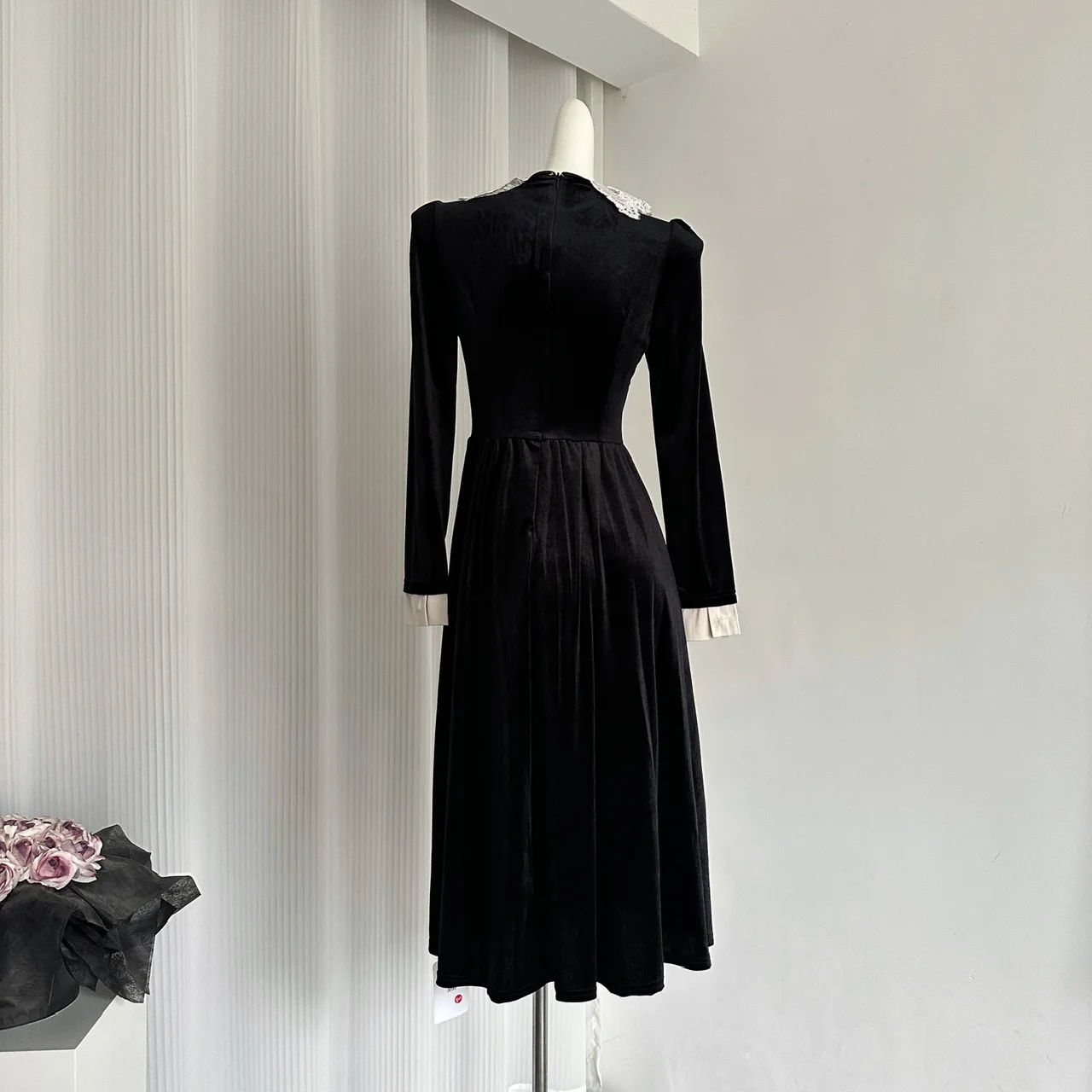 French Vintage Princess Evening Party Dresses Women Lace Patchwork Velvet Mini Dress A-line Korean Fashion Autumn Vestidos Mujer