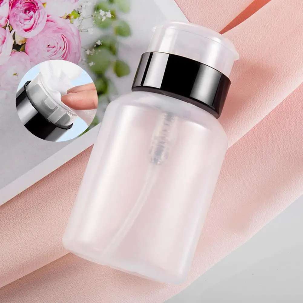 

150/180/250ml Nail Press Bottle Labor-saving Good Sealing with Lock Leak-proof Nail Polish Remover Alcohol Clear Empty Bottle Na