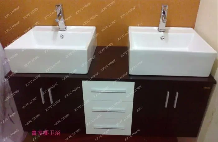 Oak PVC Washstand Washbasin Cabinet Combination European Table Basin