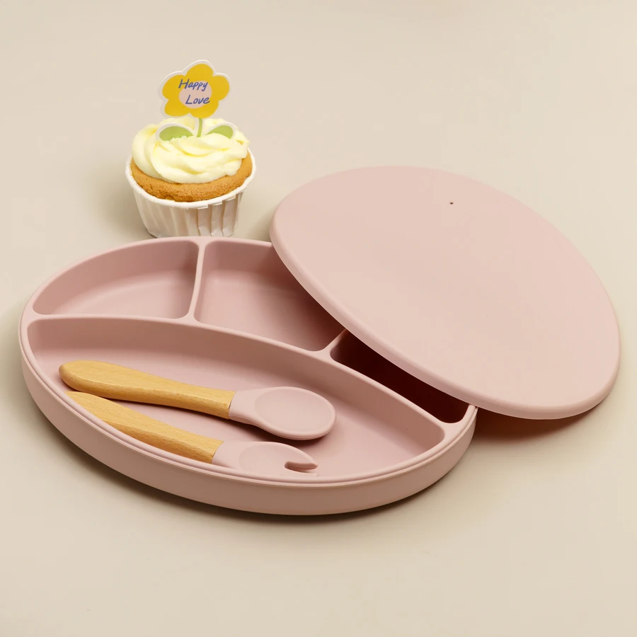 Cartoon Baby Bowls Plates Spoons Silicone Suction Feeding Food Children's Tableware BPA Free Non-Slip Baby Dishes Bowl for Kids 2