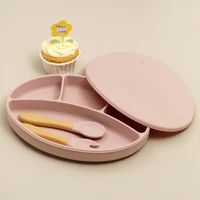 Cartoon Baby Bowls Plates Spoons Silicone Suction Feeding Food Children's Tableware BPA Free Non-Slip Baby Dishes Bowl for Kids 2