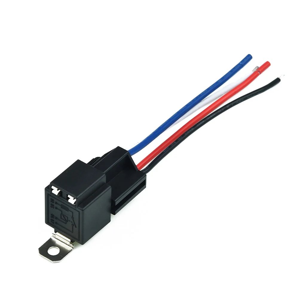 12 V 4-poliges Autorelais mit Sockel/Drähte/Sicherung, 30 A Amp, SPST, vorverdrahtete Steckdosen, wasserdichtes Autozubehör – Detail 5