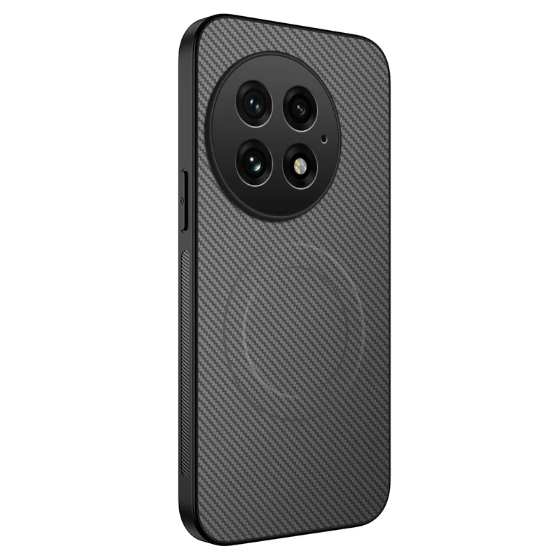 Shockproof Carbon Fiber Pattern Soft Phone Case with Magnetic Wireless Charging and Lens Protection