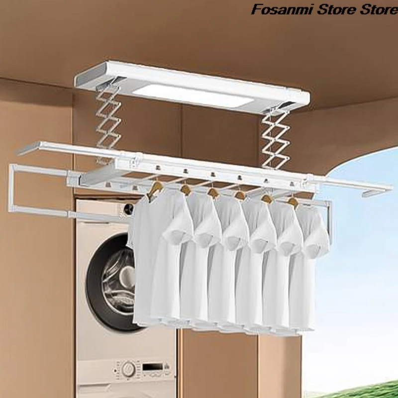 ระเบียงในร่มรีโมทคอนโทรลยกเสื้อผ้าไฟฟ้าDrying Rackขนาดเล็กRetractableพับสมาร์ทเสื้อผ้าDrying Rack 1