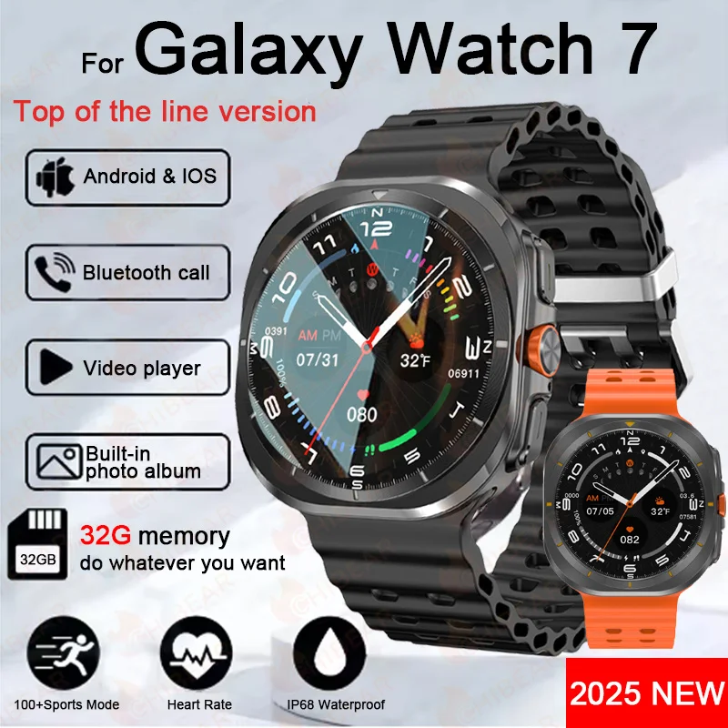 Smartwatch Galaxy Watch 7 Sports Outdoor Compass Bluetooth Call 32GB NFC Heart Rate Weather For Samsung