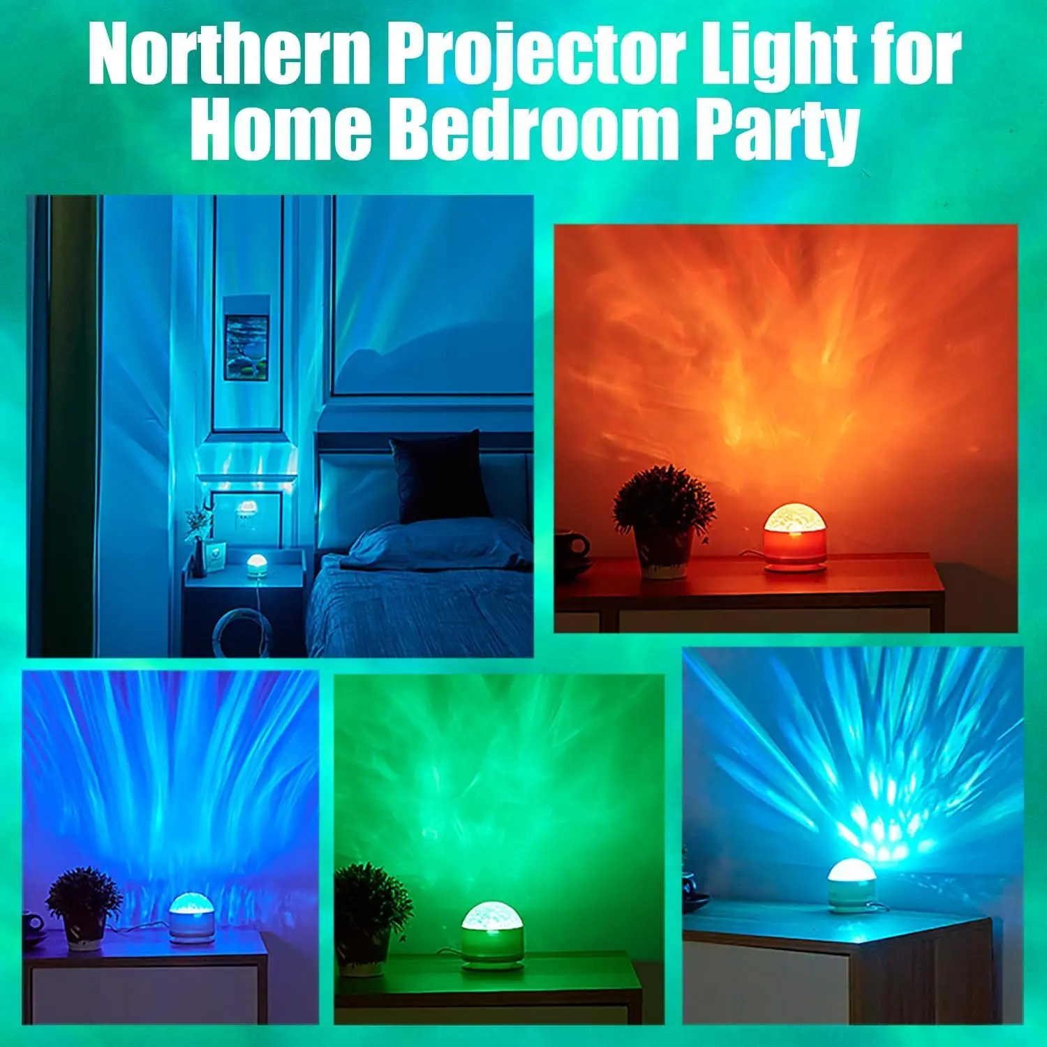 LED Night Light White Northern Lights Projector Light Remote Control 16 Colors USB Plug-in for Kids Room Decoration & Sleep Lamp
