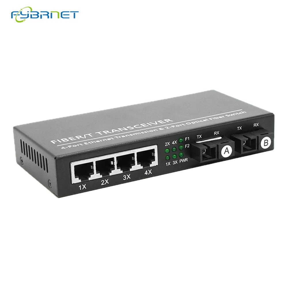 1 Pcs Gigabit Ethernet fiber switch SC Singlemode 20KM 2 SC fiber 4 RJ45 port 10/100/1000M Gigabit Fiber Optical Media converter