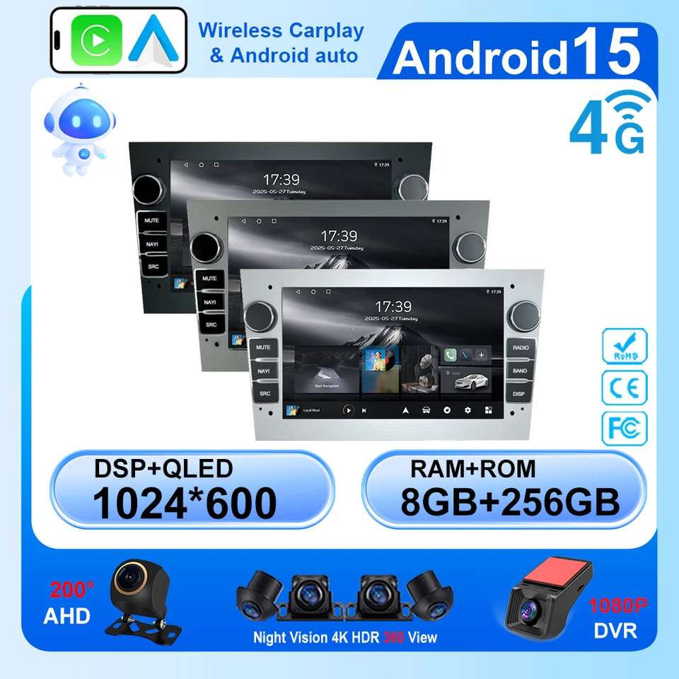 Autoradio Android 15 GOHHDL Per Opel – 7 Pollici, 8 Core, 6+128GB, GPS, CarPlay, Retrocompatibile Con Astra/Corsa/Vectra - 2