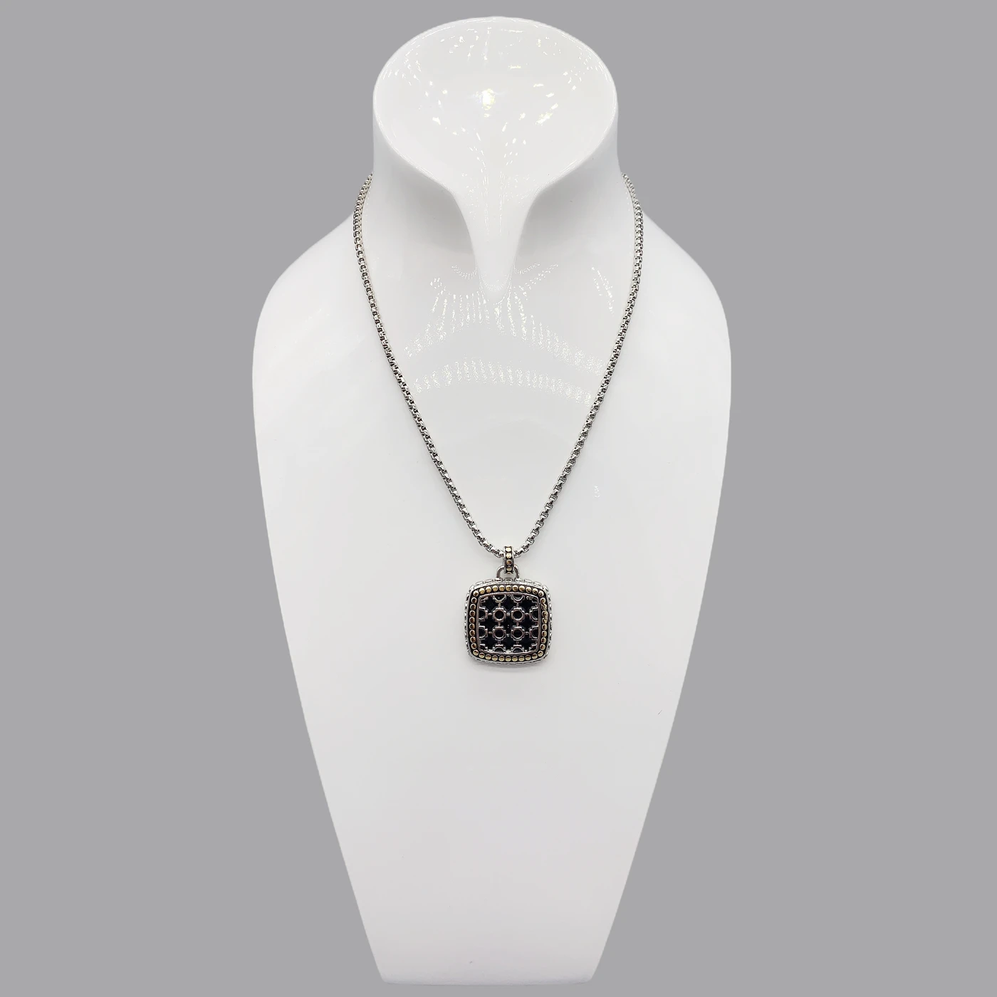 FoLisaUnique 3mm Silver Box Chain Blue Black White Enamel Pendant Necklace For Women