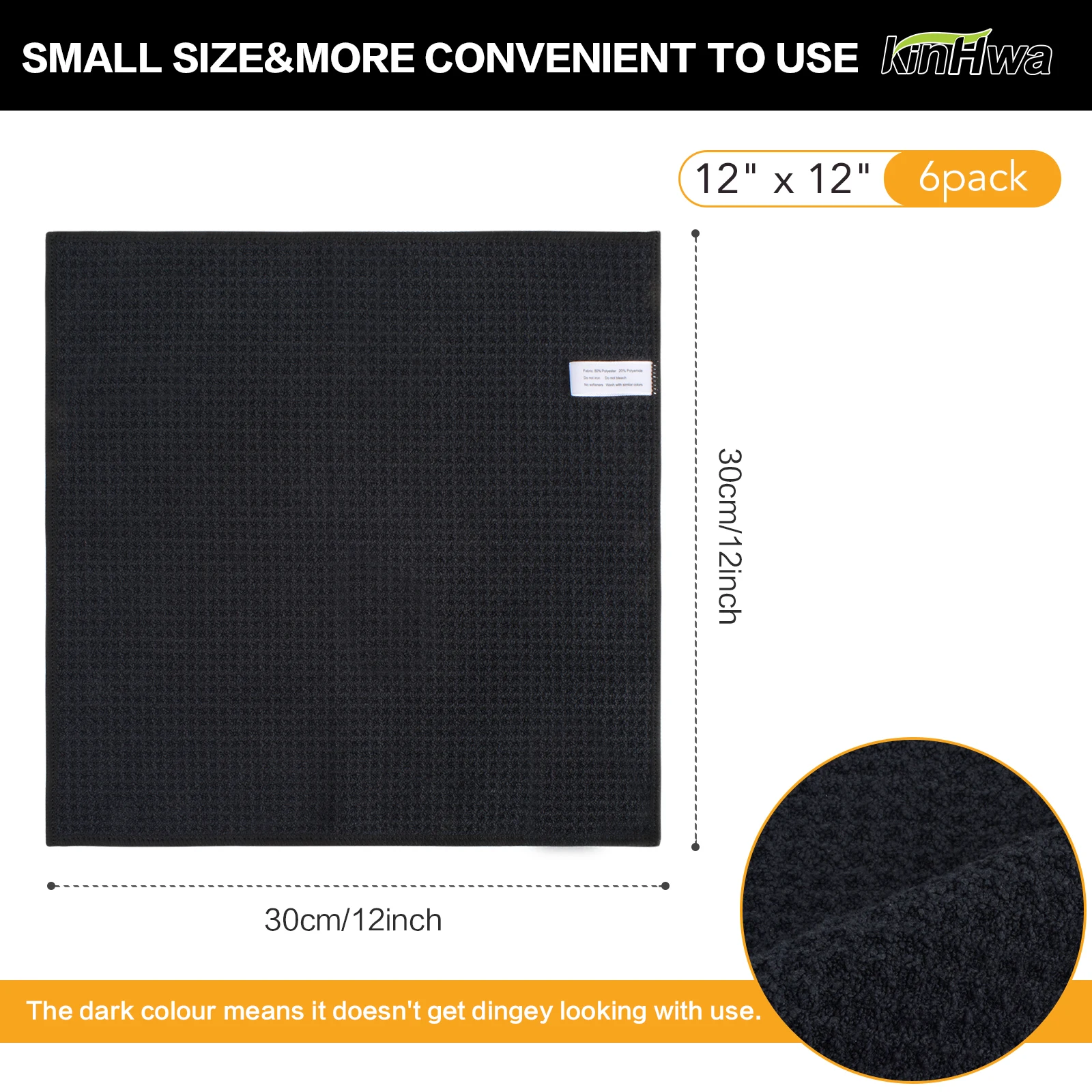 380gsm Thick Microfiber Waffle Weave Dish Drying Cloth Household Kitchen Glass Cleaning Cloth Tea Towels Set 13"x13" 6 Pack 2