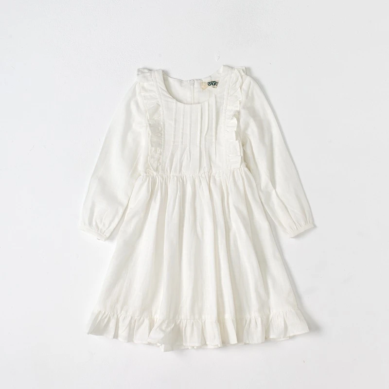 Summer Spring New Girl Cotton Linen Long Dress Kids Princess Casual Dresses Pink & White Girls Children Clothes