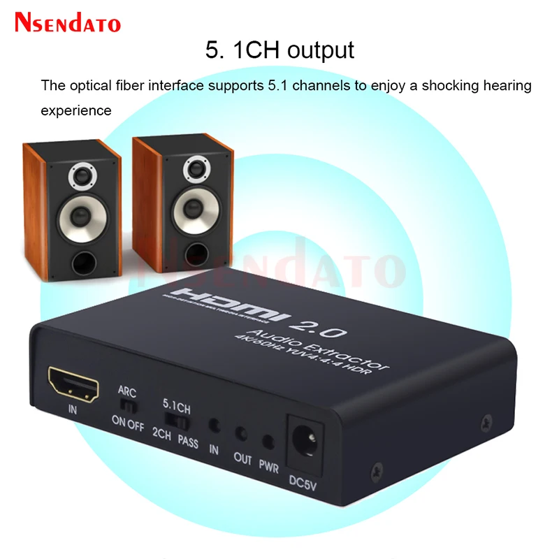 HDMI-Compatible 2.0 Switcher Audio Extractor Splitter 4k 60hz HDMI to HDMI Optical TOSLINK SPDIF 3.5mm Converter 5.1CH/2.0ch ARC