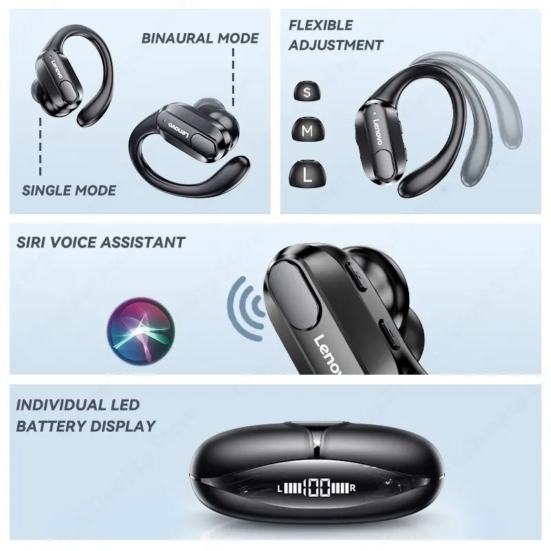 Lenovo XT80 Sports Wireless Headphones Mics Button Control LED Power Display Hifi Stereo Sound wireless headphones
