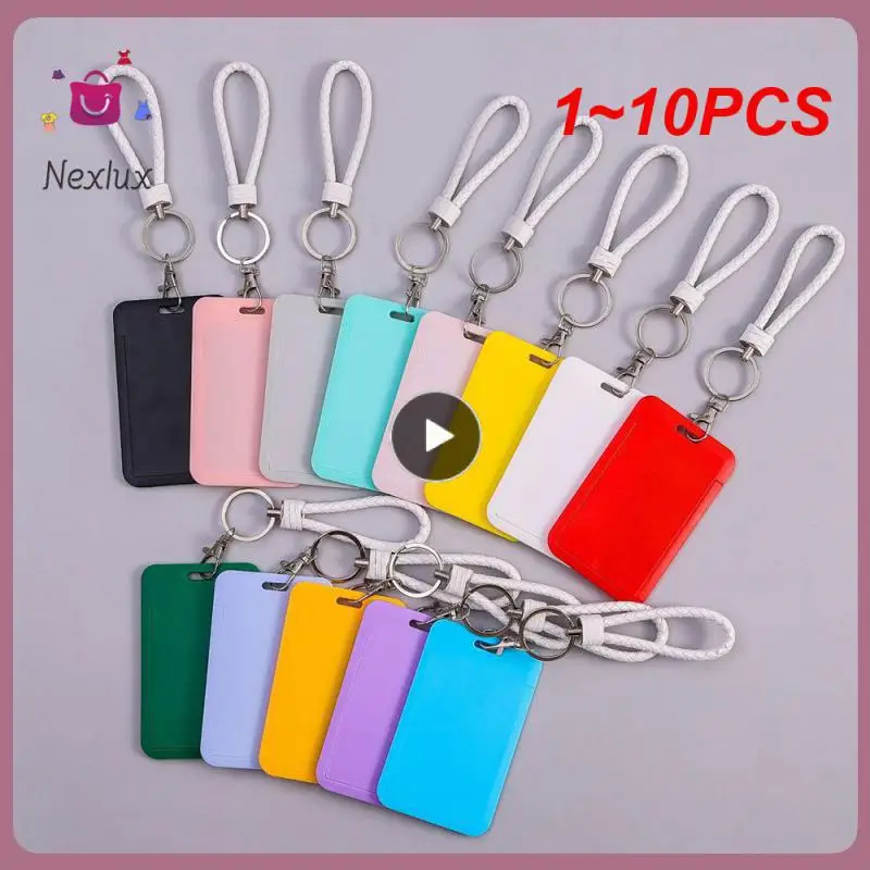

1~10PCS Business Credit Card Holder ID Card Holders Pouch White Plastic Kids Bus Badge Card Protector Case Cover Office School