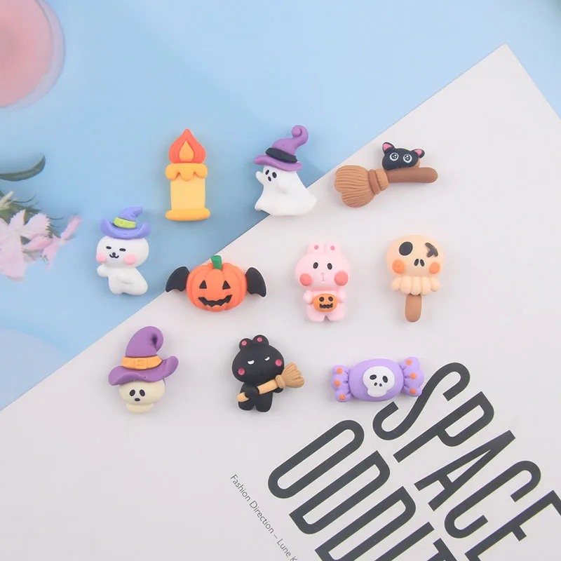

10Pcs Cartoon Halloween Pumpkin Resin Charms Phone Case DIY Decoration Creative Halloween Gift Jewelry Making Accessories