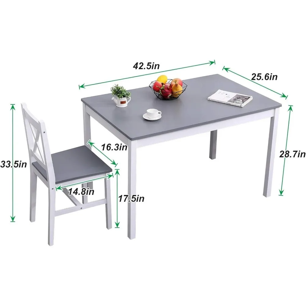 Dining Table Set for 4, 5-Piece Wood Kitchen Dining Table Set with 4 Chairs for Kitchen Dining Room Restaurant Small Space