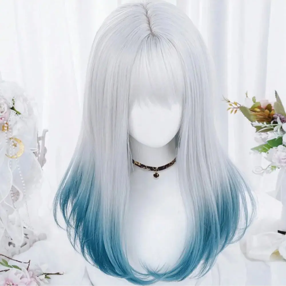 MSIWIGS 女性合成ロリータウィッグロングストレートオンブル