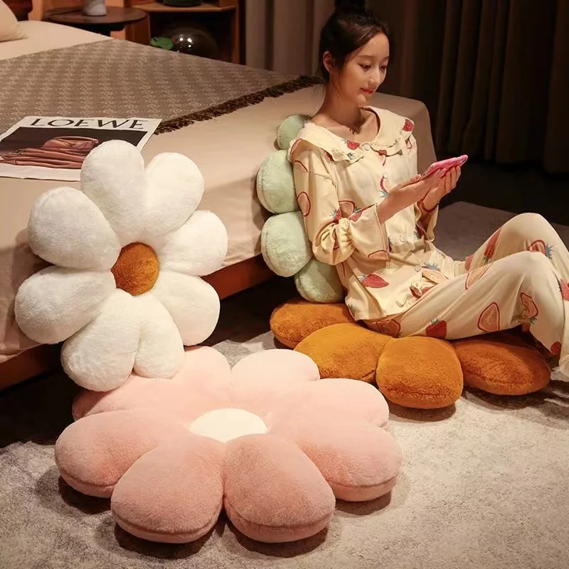 북유럽 꽃 쿠션 토끼 모피, 부드러운 바닥 플랫 크랩, 사무용품, 생일 선물, 45cm