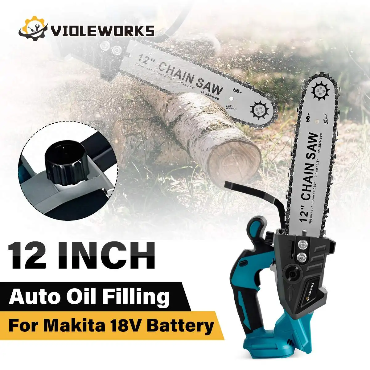 12InchBrushlessElectricChainsawGardenPurningCordlessSawwith