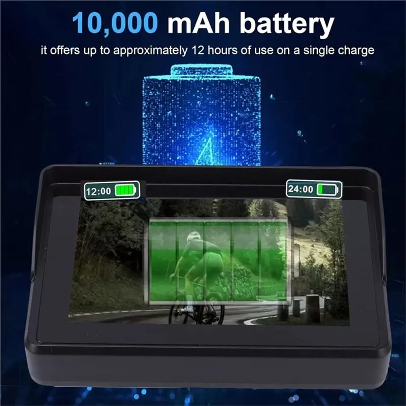 1080P AHD, 5인치 스크린 모니터, 360도 기능을 갖춘 자전거 후방 카메라 ° 회전식 브래킷, 10000mAh 배터리, 자전거 핸들바 거울